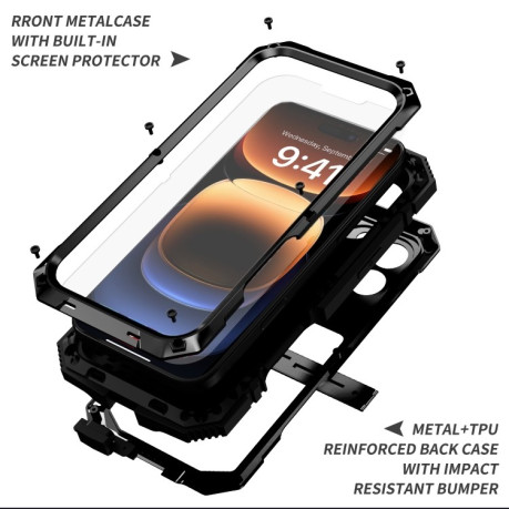 Противоударный чехол R-JUST Life Waterproof для iPhone 16 Pro  - черный