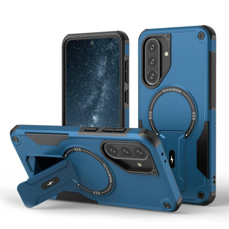 Противоударный чехол MagSafe Holder Armor PC Hybrid для Samsung Galaxy A36 / A56 5G - синий