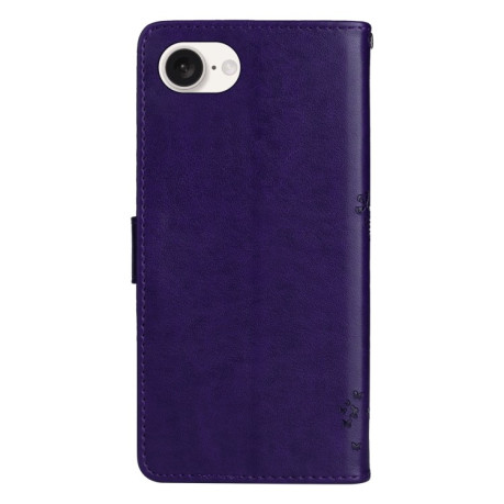 Чохол-книжка Happy Cat Pattern для iPhone 16e - фіолетовий