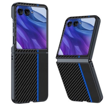 Протиударний чохол Carbon Fiber Texture Printing для Motorola Razr 50 Ultra - чорно-синій