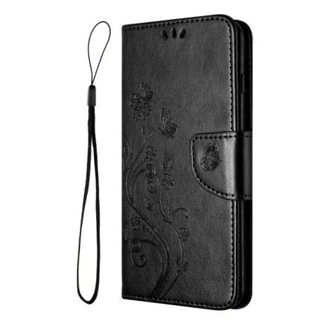 Чехол-книжка Butterfly Flower Pattern для Samsung Galaxy A05s - черный