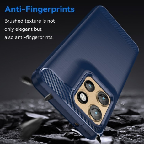 Противоударный чехол Brushed Texture Carbon Fiber на Motorola Edge 50 Neo - синий
