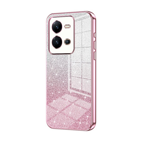 Ударозахисний чохол Gradient Glitter Powder Electroplated на Vivo V25/V25e - рожевий
