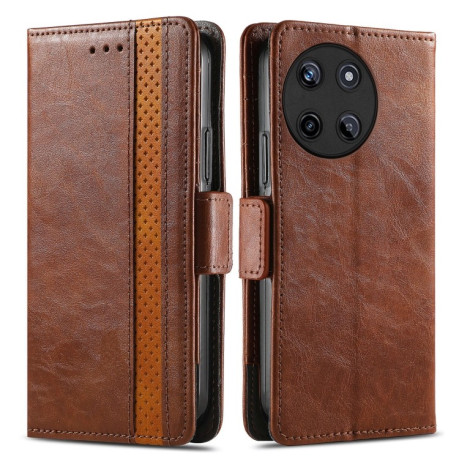 Чохол-книжка CaseNeo Splicing Dual Magnetic Buckle Leather для Realme 11 4G Global - коричневий