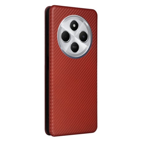 Чохол-книжка Carbon Fiber Texture на Xiaomi Redmi 14C 4G/Poco C75/Redmi A4 5G - коричневий