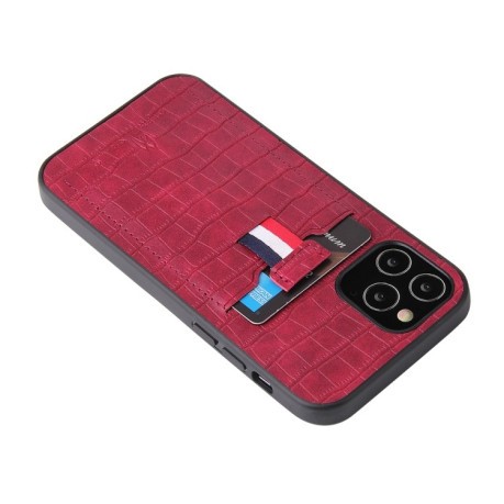 Противоударный чехол Fierre Shann Crocodile Texture для iPhone 12 / 12 Pro - красный
