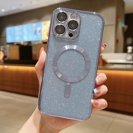 Протиударний чохол Glitter Electroplating MagSafe TPU для iPhone 16 Pro - синій