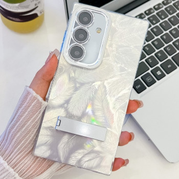 Протиударний чохол Plating Glitter Texture TPU with Lens Film  для Samsung Galaxy A16 5G - White Feathers