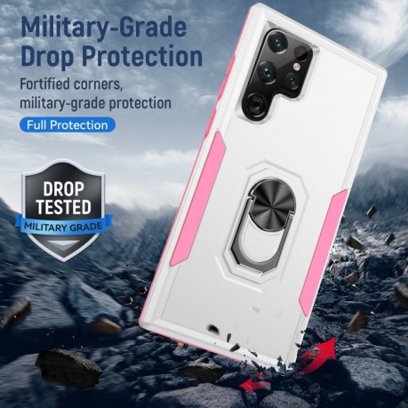 Противоударный чехол Pioneer Armor для Samsung Galaxy S23 Ultra 5G - бело-розовый