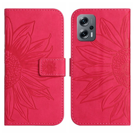 Чохол-книжка Skin Feel Sun Flower для Xiaomi Poco X4 GT - пурпурно-червоний