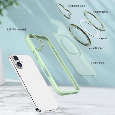 Чохол kalebol з MagSafe та підставкою 360 Metal Ring Holder на iPhone 17 - зелений