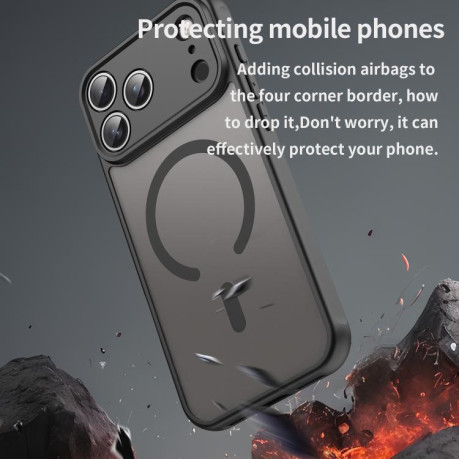 Противоударный чехол Fan Dun Series TPU Hybrid PC Frosted Magsafe для iPhone 17 Pro Max - черный