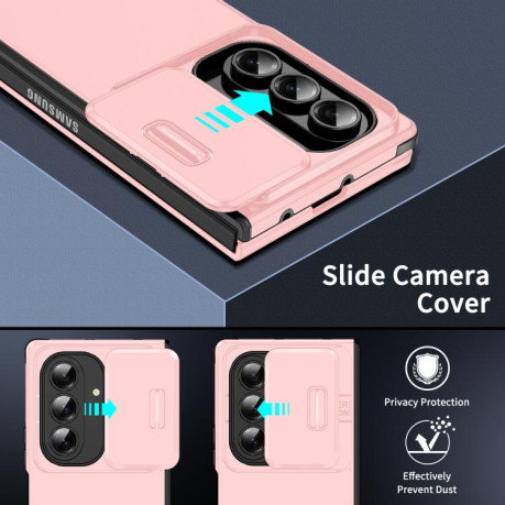 Противоударный чехол Sliding Camshield для Samsung Galaxy Fold 7 - розовый