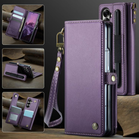 Чехол-книжка CaseMe C22 Card Slots Holder RFID Anti-theft для Samsung Galaxy Fold 7 - фиолетовый
