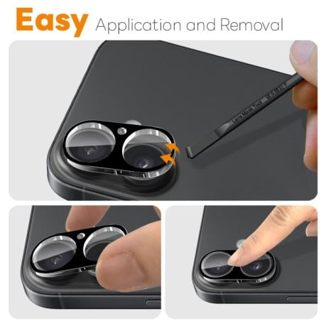 Комплект защитных стекл на камеру 2pcs NORTHJO Camera Lens Protector 3D HD Tempered Glass на iPhone 17 - черный