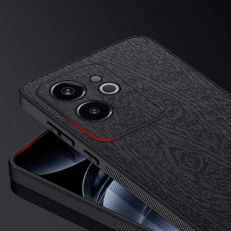 Чохол Tree Bark Leather Shockproof для Realme GT 6 - чорний