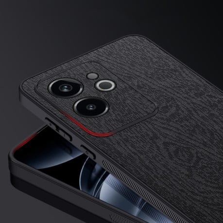 Чехол Tree Bark Leather Shockproof для Realme GT 6 - серый