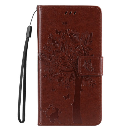 Чехол-книжка Happy Cat Pattern для Xiaomi Redmi Note 14 5G/Poco M7 Pro 5G - кофейный
