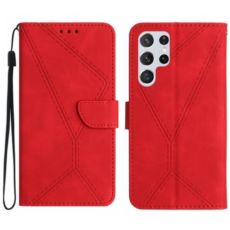 Чехол-книжка Stitching Embossed Leather For Samsung Galaxy S24 Ultra 5G - красный