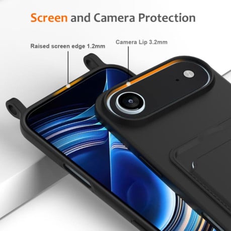 Силиконовый чехол Integrated Card Bag Solid Color Liquid Silicone на iPhone Air - черный