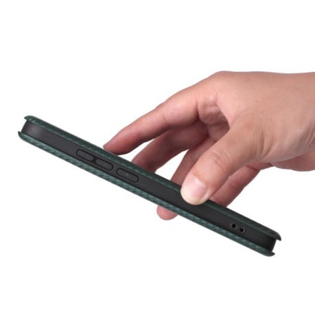 Чехол-книжка Carbon Fiber Texture на Xiaomi Poco F7 5G - зеленый