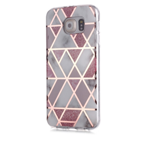 Чохол Plating Marble Pattern для Samsung Galaxy S6 Edge - рожевий