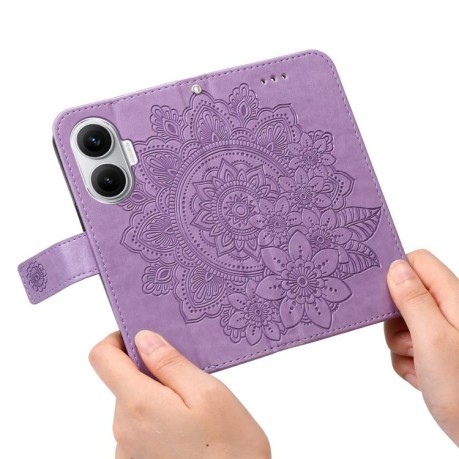 Чехол-книжка 7-petal Flowers Embossing для Xiaomi Poco F7 - фиолетовый