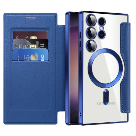 Чехол-книжка Shield MagSafe RFID Anti-theft Leather для Samsung Galaxy S25 Ultra 5G - синий