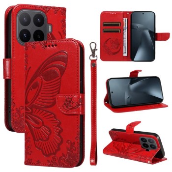 Чохол-книжка Swallowtail Butterfly Embossed Leather на Xiaomi 17T Pro 5G Global — червоний