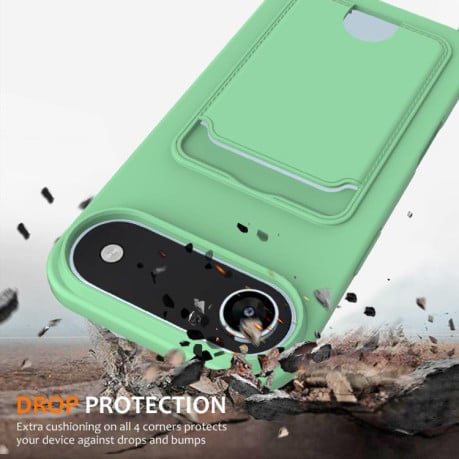 Силиконовый чехол Integrated Card Bag Solid Color Liquid Silicone на iPhone Air - зеленый