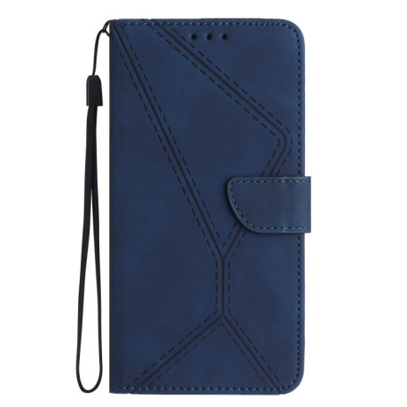 Чехол-книжка Stitching Embossed Leather для iPhone 15 Plus -синиий