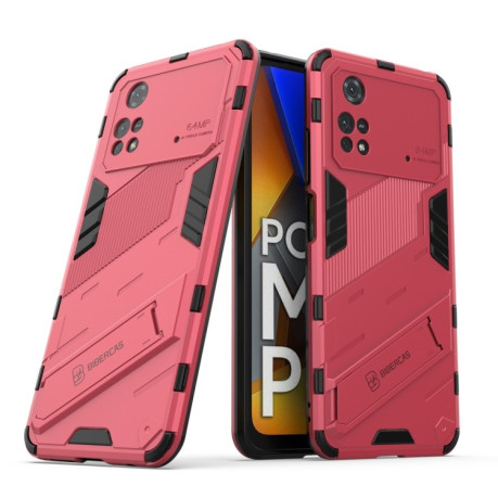 Противоударный чехол Punk Armor для Xiaomi Poco M4 Pro 4G - светло-красный