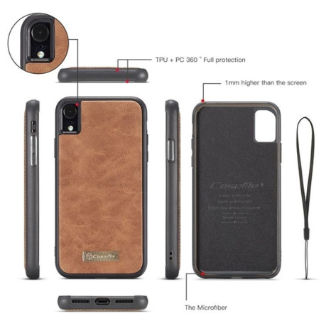 Шкіряний чохол-гаманець CaseMe Wallet для iPhone XR - коричневий