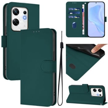 Чехол-книжка с мягким покрытием (Skin Feel) со шнурком на Infinix Zero 30 4G - зеленый