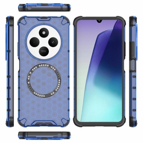 Противоударный чехол Honeycomb Magnetic Ring Shockproof на Xiaomi Redmi 14C 4G/Poco C75/Redmi A4 5G - синий