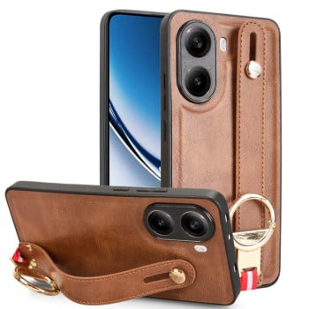 Протиударний чохол Wristband Leather Back для Xiaomi Poco X7 Pro 5G - коричневий