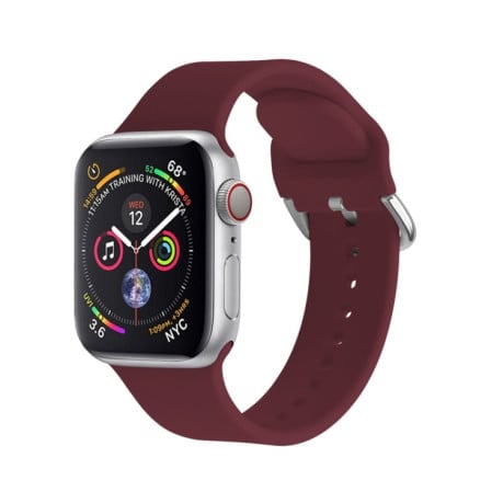 Силиконовый ремешок Solid Color для Apple Watch Series 6/SE/5/4 44mm - винно-красный