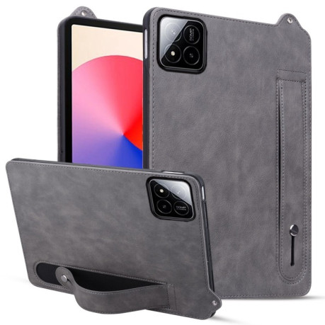 Противоударный чехол Wristband Leather Back для Xiaomi Pad 7 / 7 Pro - серый