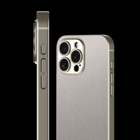 Противоударный чехол GKK Metal Paint Skin Feel Leather для iPhone 16 Pro Max - серый