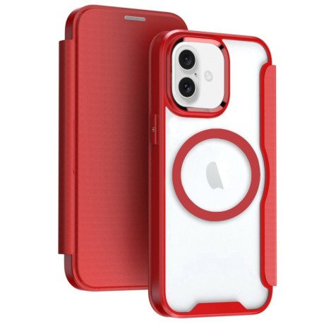 Чохол-книжка RFID Blocking Adsorption Flip MagSafe Leather на iPhone 16 - червоний