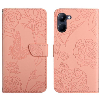 Чохол-книжка Butterfly Peony Embossed для Realme 10 5G - рожевий