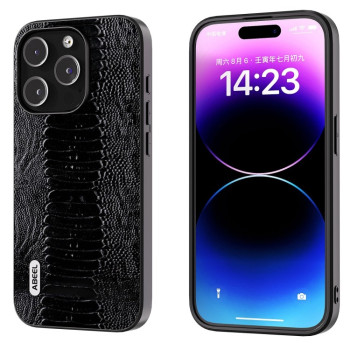 Шкіряний Чохол ABEEL Genuine Leather Weilai Series для iPhone 15 Pro Max - чорний