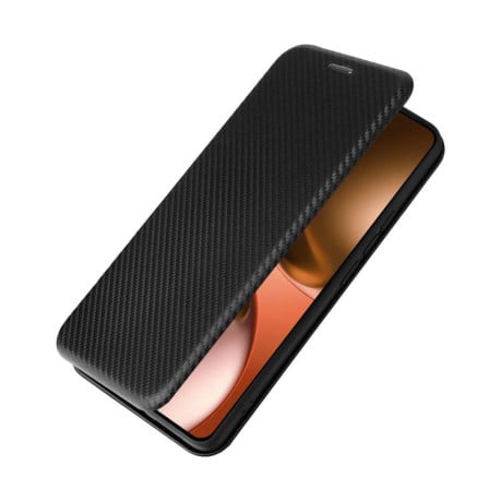 Чехол-книжка Carbon Fiber Texture на Realme GT 7 - черный