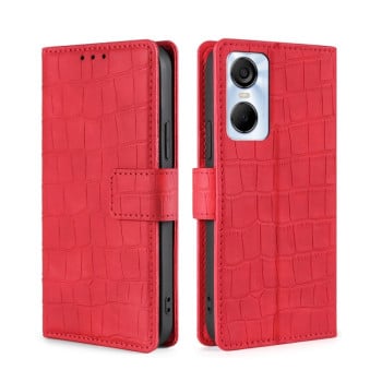 Чехол-книжка с мягким покрытием (Skin Feel), фактура “крокодил” (Crocodile Texture) на Tecno Pop 6 Pro — красный