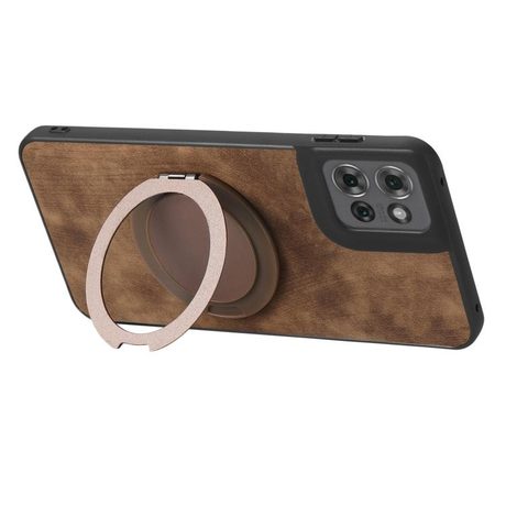 Чехол Retro Leather Rotation Round Holder с поворотным держателем для Motorola Moto G15 / G15 Power/G17/G17 Power — коричневый