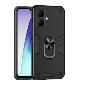 Ударозащитный чехол Metal Ring Holder для Infinix Smart 10 — черный