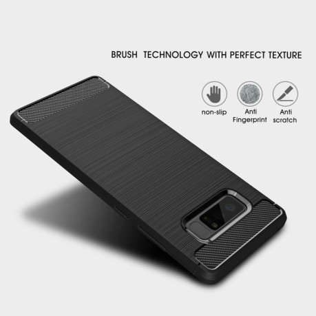 Противоударный чехол на Samsung Galaxy Note 8 Carbon Fiber TPU Brushed Texture  серый