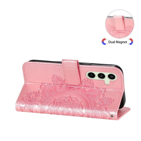 Чехол-книжка 7-petal Flowers Embossing для Samsung Galaxy S24 FE 5G - розовое золото