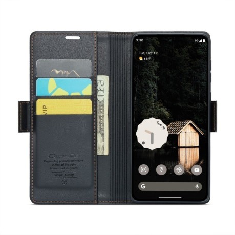 Чохол-книжка CaseMe 023 Butterfly Buckle Litchi RFID Anti-theft Leather для Google Pixel 9 Pro XL - чорний