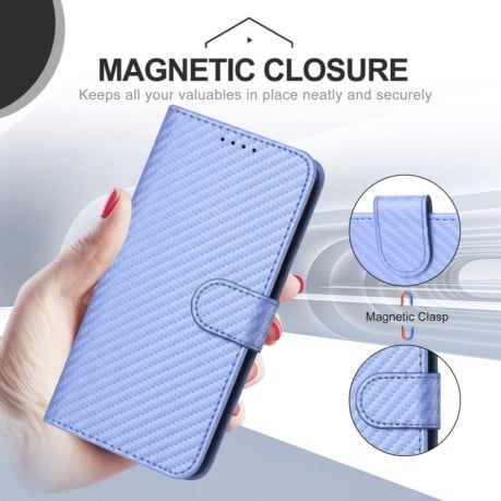 Чехол-книжка Carbon Fiber Texture на Samsung Galaxy M15 - фиолетовый
